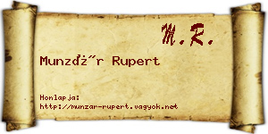 Munzár Rupert névjegykártya